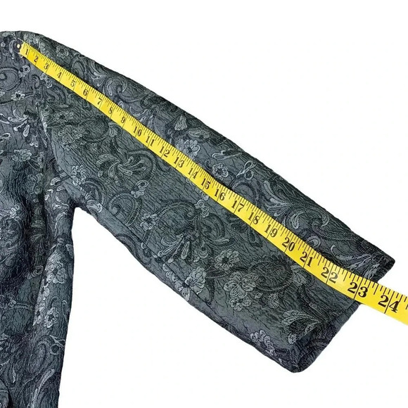 Soft By Avenue Floral Jacquard Blazer Jacket Women Size 14/16 Silver Gray Satin - Picture 13 of 16